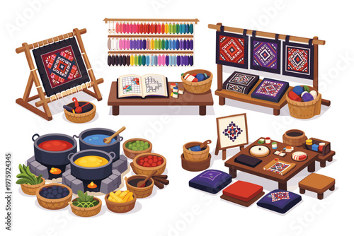 Traditional Textile Crafting Scene