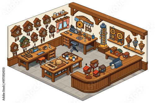 Clockmaker's Workshop Isometric View