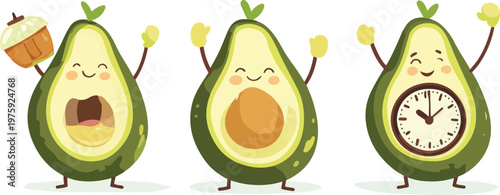 Avocado fruit illustration with leaves and fresh green design