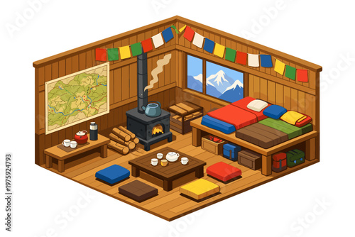 Cozy Mountain Hut Interior
