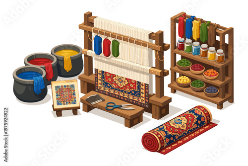 Traditional Carpet Weaving Setup
