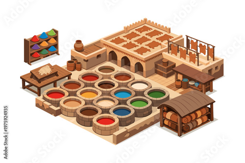 Traditional Tannery Workshop Scene