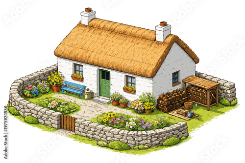 Charming Thatched Cottage Garden