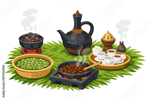 Ethiopian Coffee Ceremony Scene