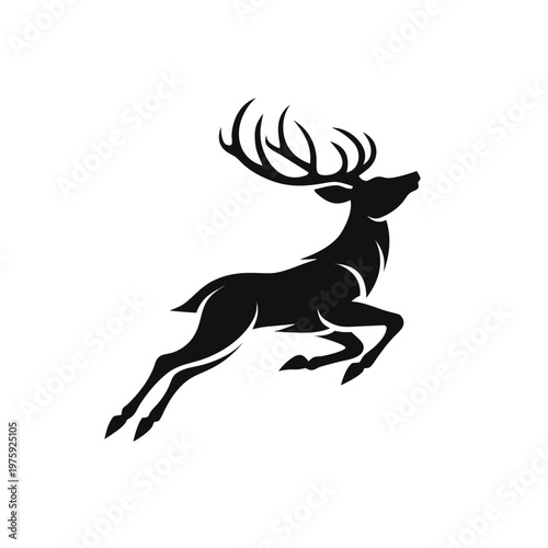 Deer, stag, buck silhouette, running deer, black icon, wildlife symbol
