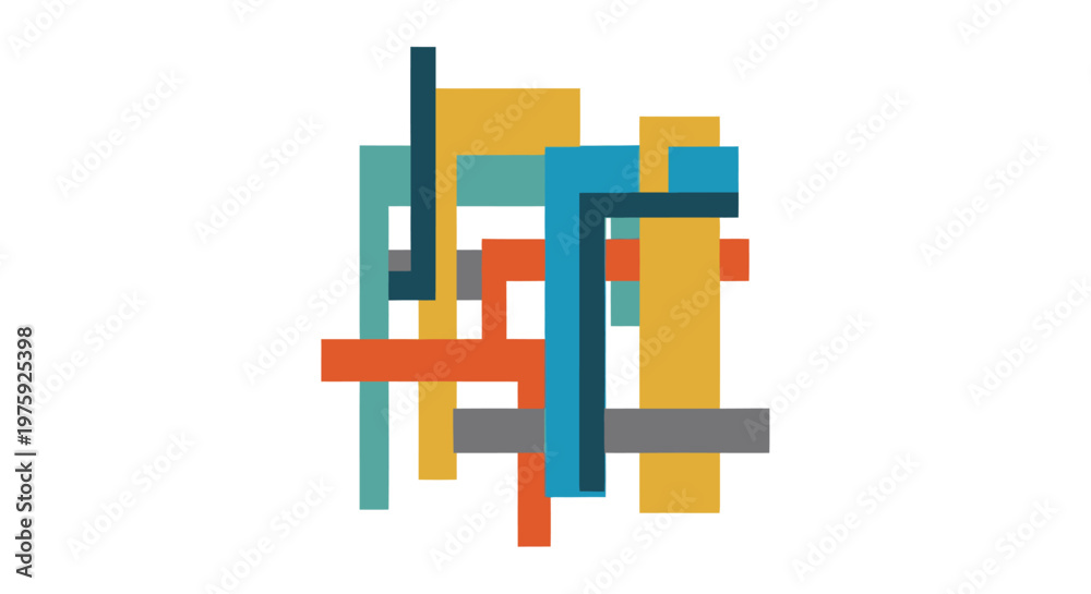 Fototapeta premium Geometric abstract pattern with colorful intersecting rectangles