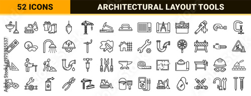 Minimalist outline construction and repair tool elements.