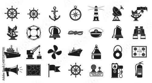 Nautical and maritime icons collection