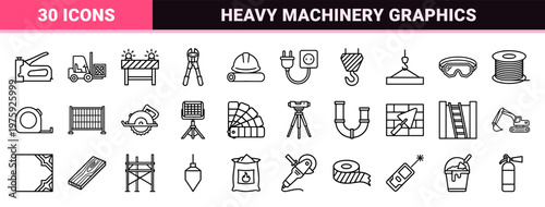 Minimalist construction and architecture outline symbols.