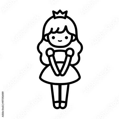 Minimalist cute princess fairy tale vector icon
