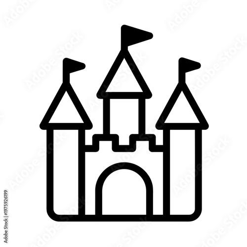 Minimalist medieval castle fantasy vector icon