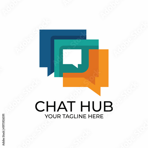 Free Download A sleek and modern logo featuring overlapping chat bubbles in bold colors, representing communication and connectivity in a digital age, suitable for chat services. - GFXLoad