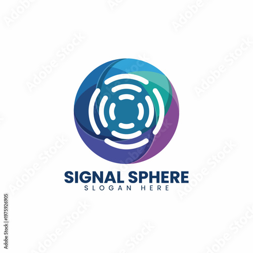 This logo features a modern design with vibrant colors representing a signal sphere, signifying connectivity and communication in a digital landscape, perfect for tech brands.