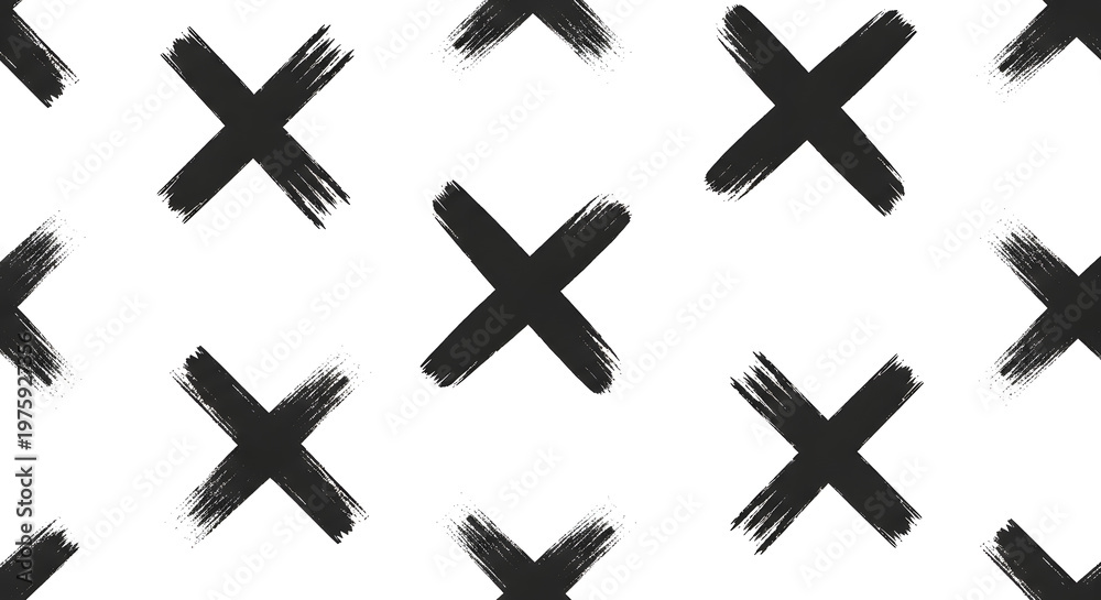 Obraz premium Black Brush Stroke X Marks.