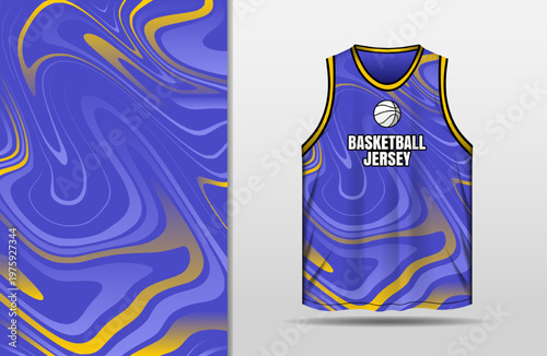 Basketball jersey design with wavy lines background