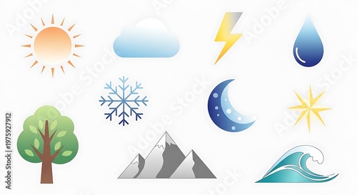 Set of seasonal and winter icons vector