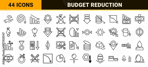 Minimalist Cost Reduction And Financial Savings Line Art
