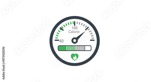 Calorie counter graphic with gauge and heart icon healthy lifestyle concept