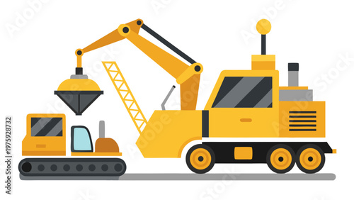 Construction Machinery Icons Flat Vector