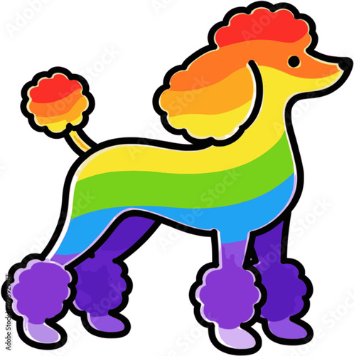 Rainbow Poodle Silhouette Dog Vector Illustration