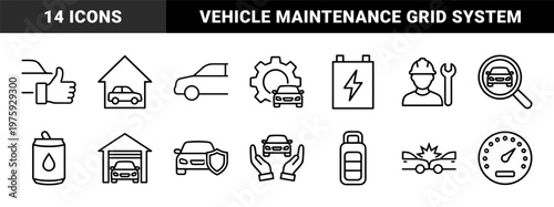 Automotive repair and car maintenance line icon set
