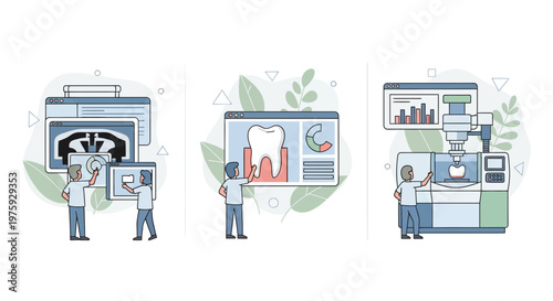 A set of dental tech for lab care and health and clinic and data use