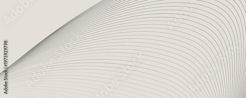 Minimalistic template with dynamic lines in muted light cofee, beige-gray tones. Minimal wall art. Place for logos, messages, text placement.