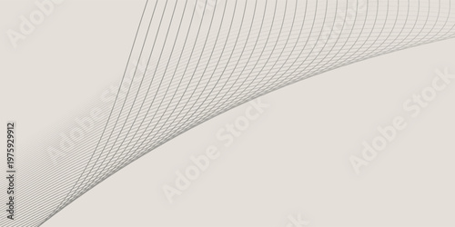 Minimalistic template with dynamic lines in muted light cofee, beige-gray tones. Minimal wall art. Place for logos, messages, text placement.