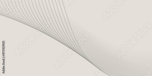 Minimalistic template with dynamic lines in muted light cofee, beige-gray tones. Minimal wall art. Place for logos, messages, text placement.