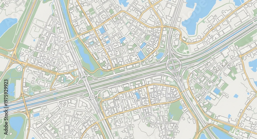 Aerial View of a City with Complex Road Networks.