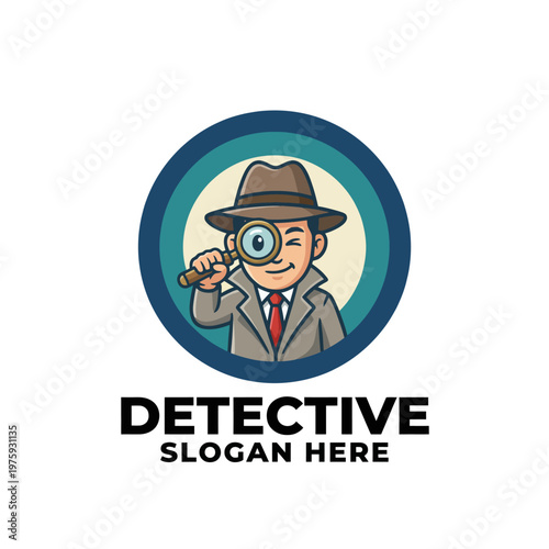 This stylish image depicts a smartly dressed detective holding a magnifying glass, embodying mystery, investigation, and problem-solving in a classic detective style.