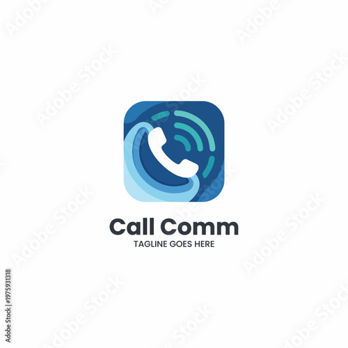 This image features a modern logo design for a communication service, emphasizing technology and connectivity through its clean and vibrant aesthetics.