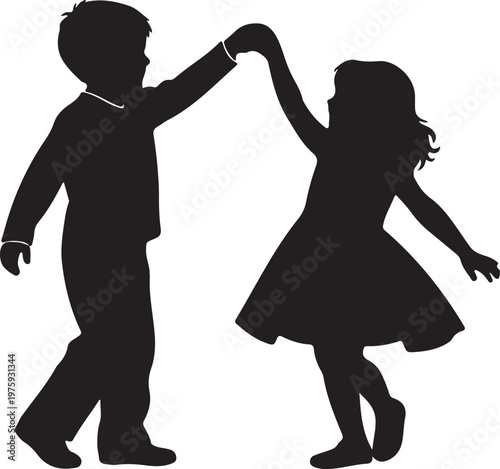 African American couple dancing boogie woogie, black and white vector silhouette