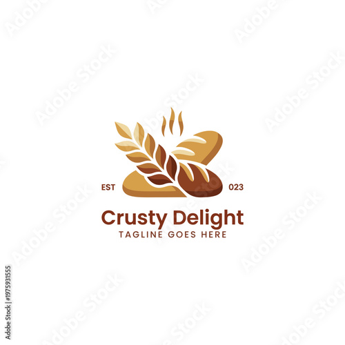 An inviting bakery logo featuring crusty bread and wheat, symbolizing warmth, quality, and tradition, appealing to any bakery or artisan food business.