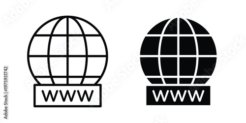 Website globe icon. glyph solid icons collection. Line icons