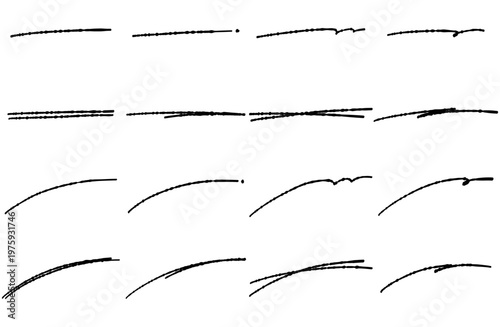 手書きのアンダーラインセット 鉛筆やペンで描いたような強調に便利な装飾素材