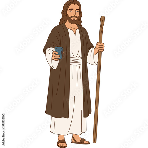 Jesus Christ holding water glass