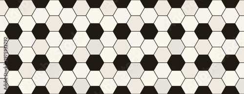 Vintage soccer ball vector seamless pattern, football geometric texture with hexagons for sport backgrounds