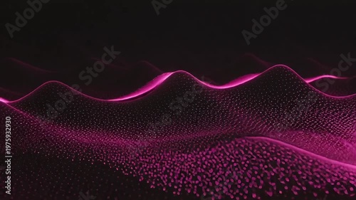 Vibrant glowing digital landscape with undulating pink abstract waves against a dark background