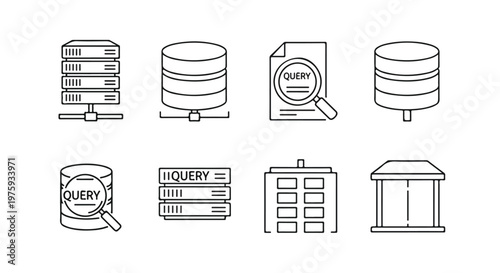 Language learning vector icons set, foreign dictionary with magnifying glass, speech bubbles and globe for education and translation services
