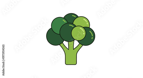 Cartoon broccoli illustration isolated on white background for health and diet
