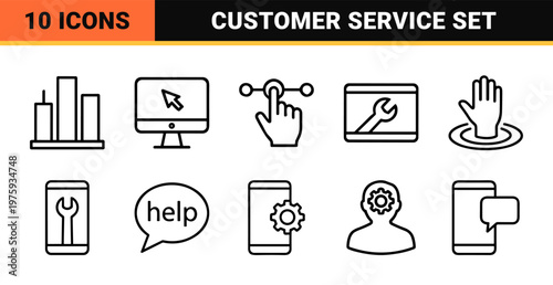 Technical support and customer service outline icons