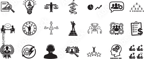 Business audit, startup strategy and employee line icons set. Management, teamwork vector pack.