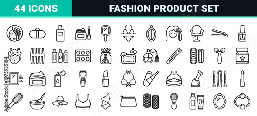 Minimalist beauty and fashion outline icon set for web and print.