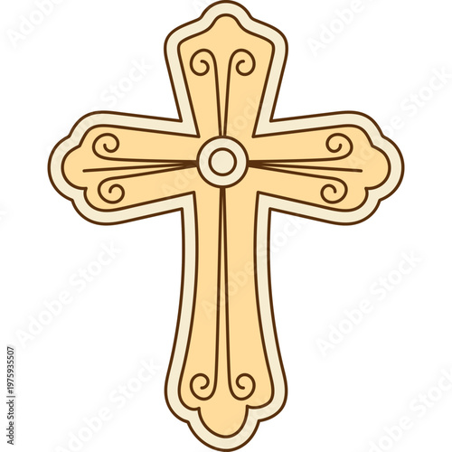 Ornate Christian Cross Vector Illustration
