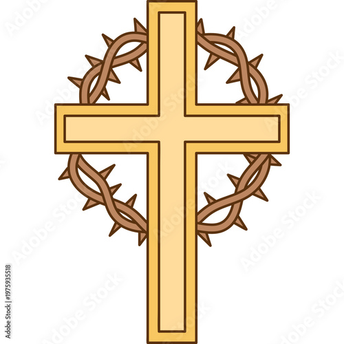 Christian Cross With Crown Thorns