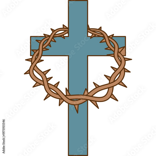 Christian Cross With Thorns Crown