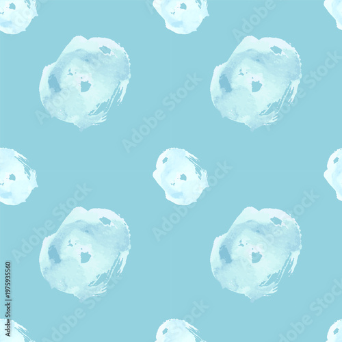 Soft blue watercolor circles arranged in a seamless pattern on a pale turquoise background, creating a calming, modern texture suitable for wallpaper, fabric, packaging, branding and web design
