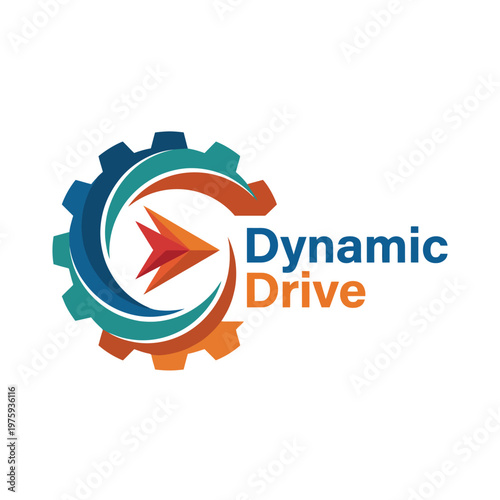 This compelling logo combines elements of motion and gears to convey a sense of energy and drive, representing progress and innovation in a bold, modern style.