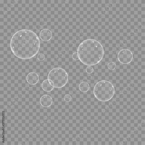 Flying Soap Bubbles Transparent Vector Illustration